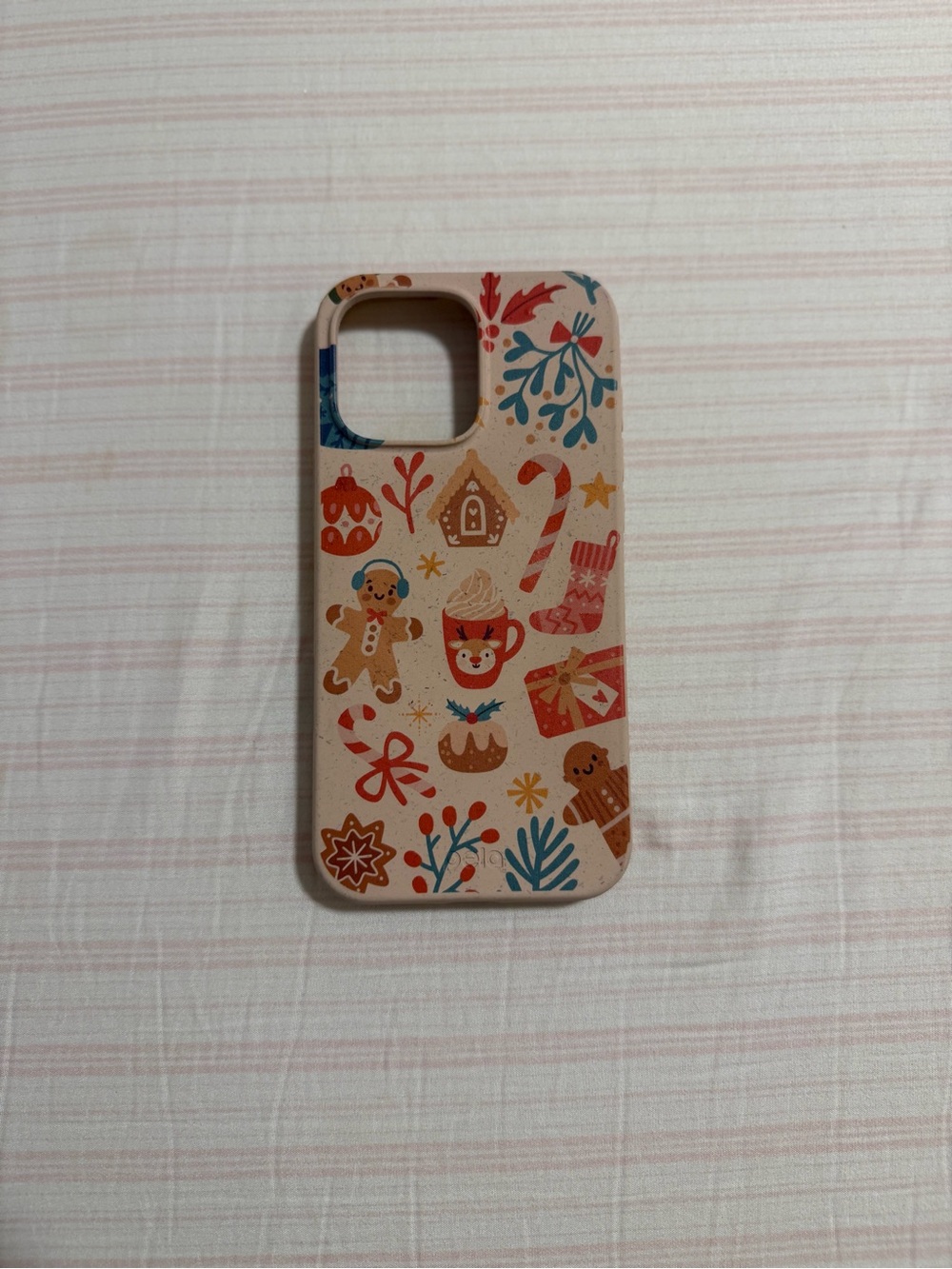 Festive Beige Holiday Pattern Phone Case - Cute Seasonal Print